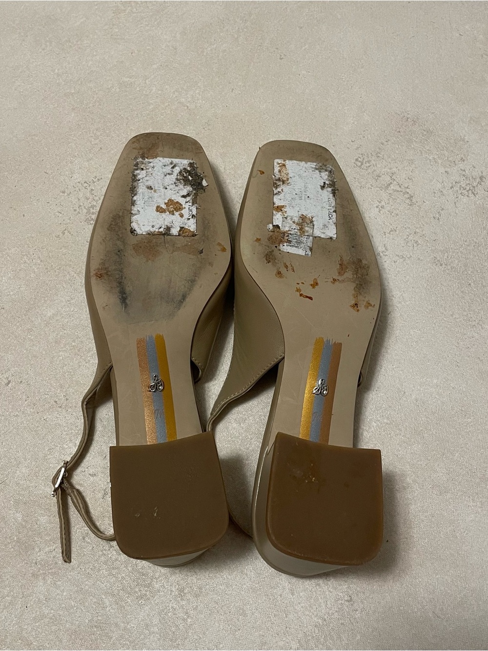 Sam Edelman Taupe Slingback Block Heel Pumps - Picture 4 of 5